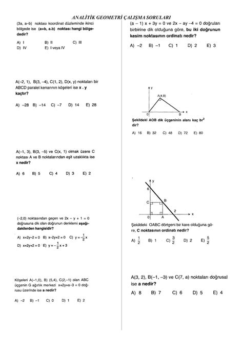 analitik geometri 50 soruları ve cevapları